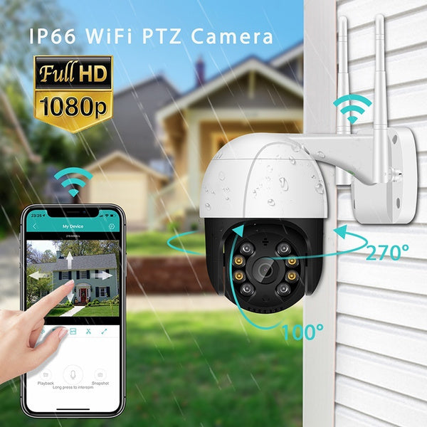 

2020 New HD 1080P WiFi 2MP Camera Wireless IP Security Surveillance Camera with Onvif Outdoor Infrared CMOS Camera External TF Card [16G/32G/64G TF Card(optional)] (AU Plug with 16G TF card)