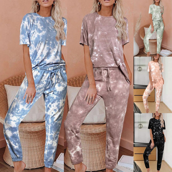 

Women Fashion Tie Dye Set Lounge Wear 2 Piece Tie Dye Set Tracksuit Lounge Set Pants and Top Matching Two Piece Sets for Women Plus Size (XXXXXL / pink)