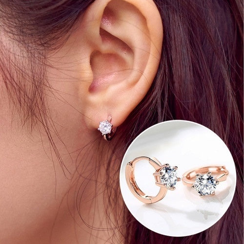 

Women's Fashion Exquisite Silver Earrings Diamond Ring Wedding Party Silver Jewelry (1 Pair / rosegold)