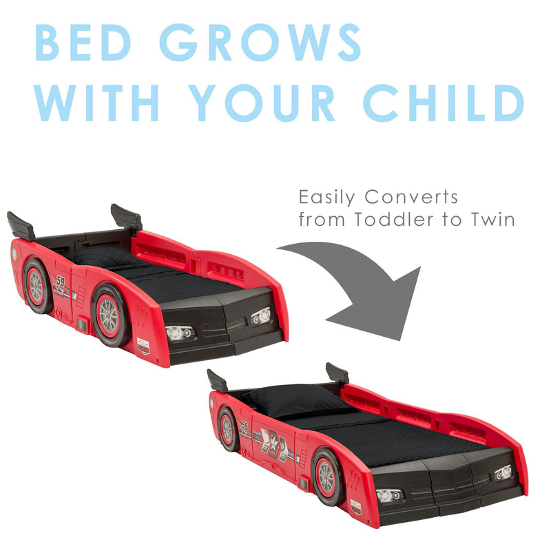 Delta Children Grand Prix Race Car Toddler Twin Bed - Red