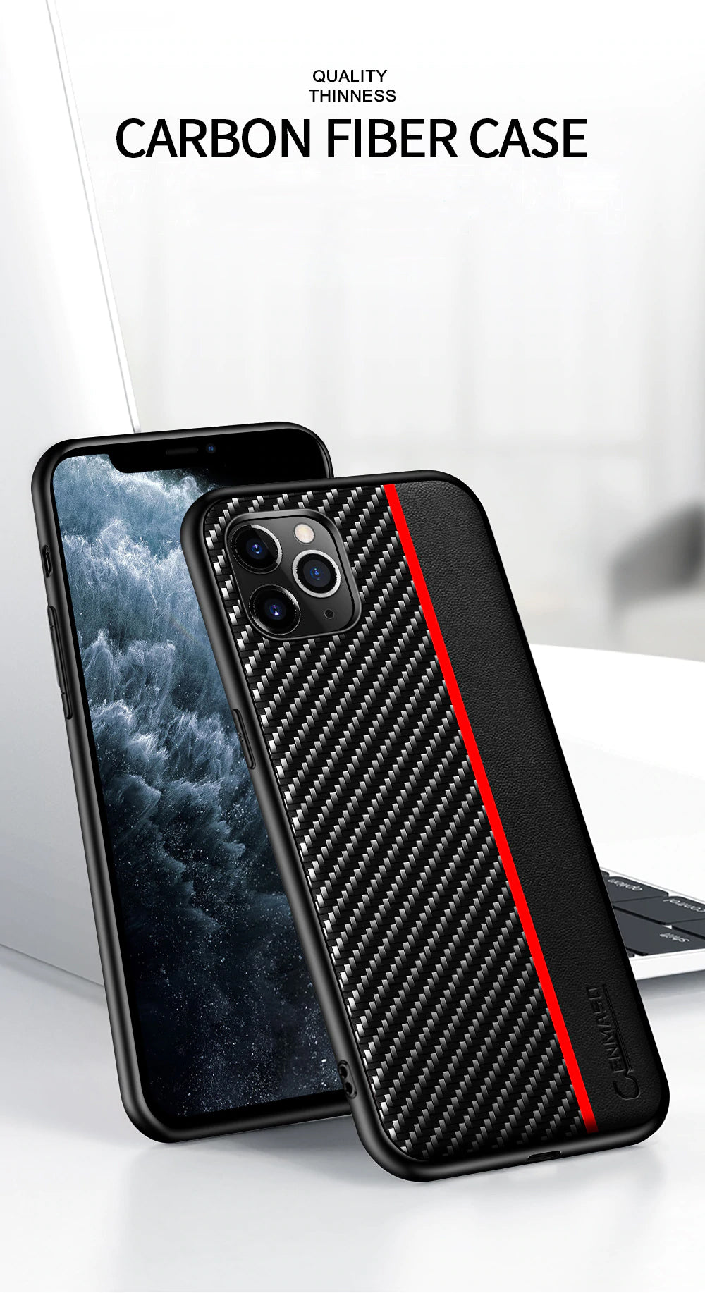 Original Carbon Fiber Leather Back Cover for iPhone 12 Pro Max