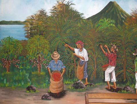 All throughout the Central American countries, you’re likely to find murals depicting the coffee harvests. 