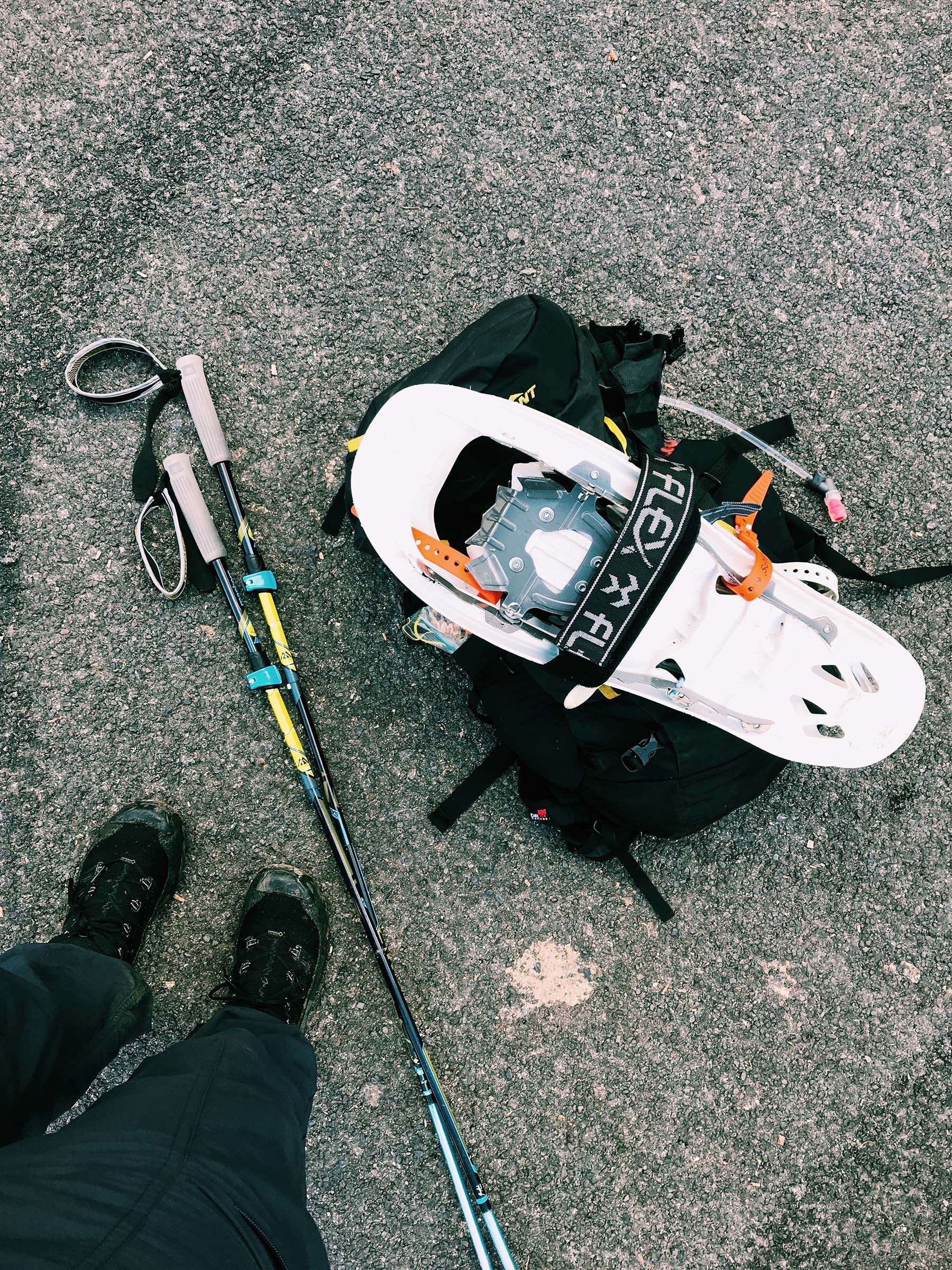 Snowshoes, Masters Poles and Mont Sentinel Pack