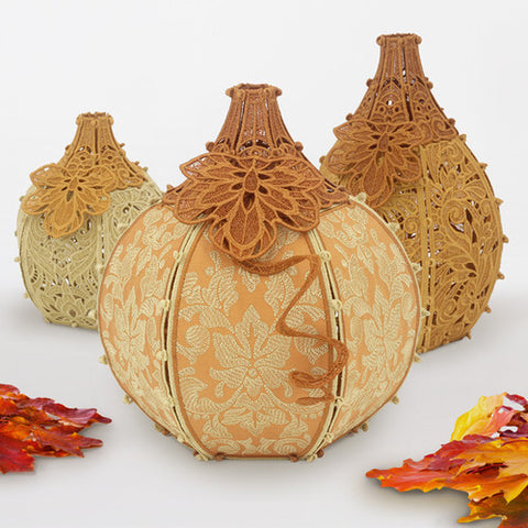 Three Freestanding Lace Pumpkins