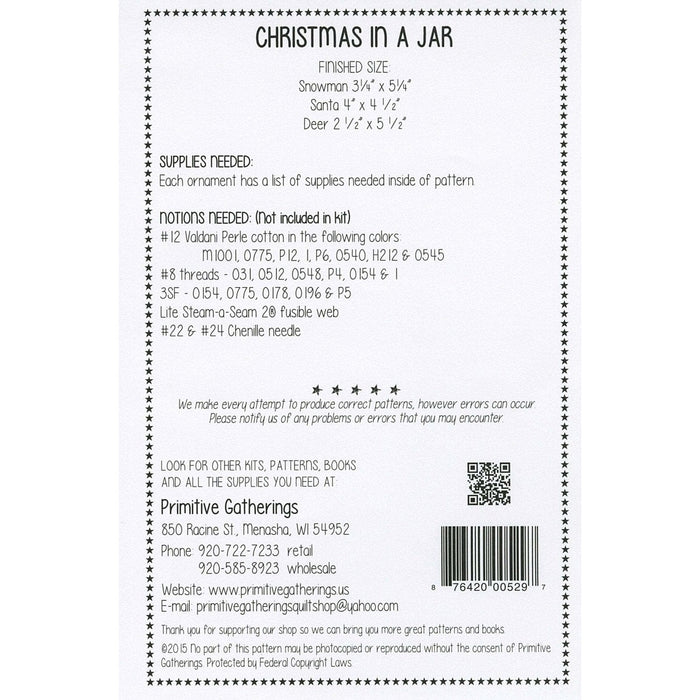 Christmas in a Jar - Ornament pattern- Primitive Gatherings by Lisa Bo ...