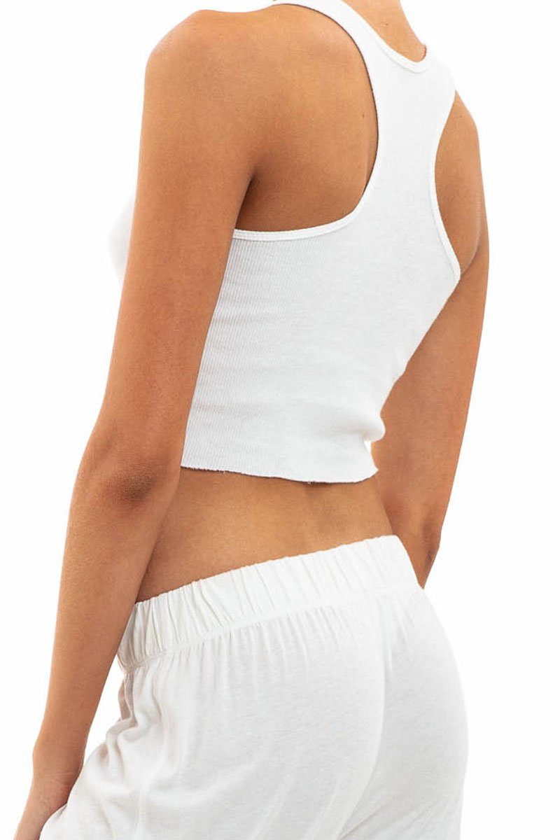 Cropped Rib Racerback Tank Ivory Éterne