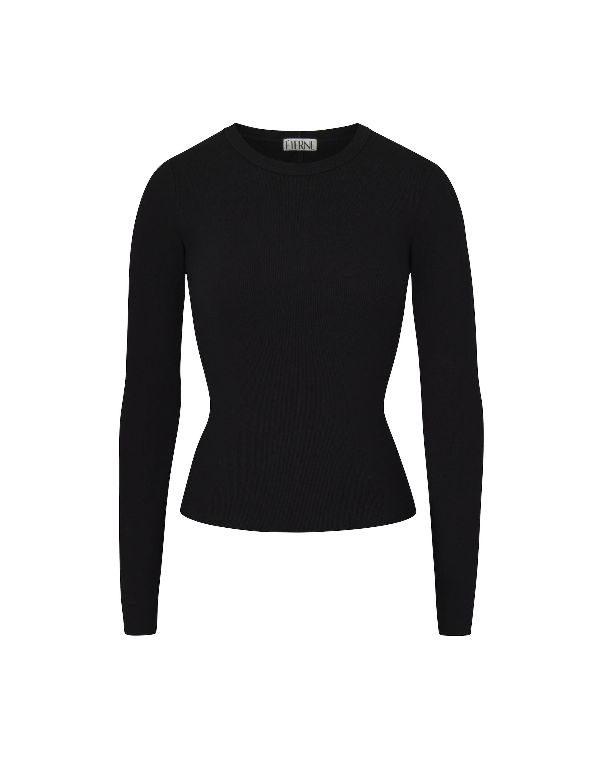 Long Sleeve Fitted Top Black | ÉTERNE