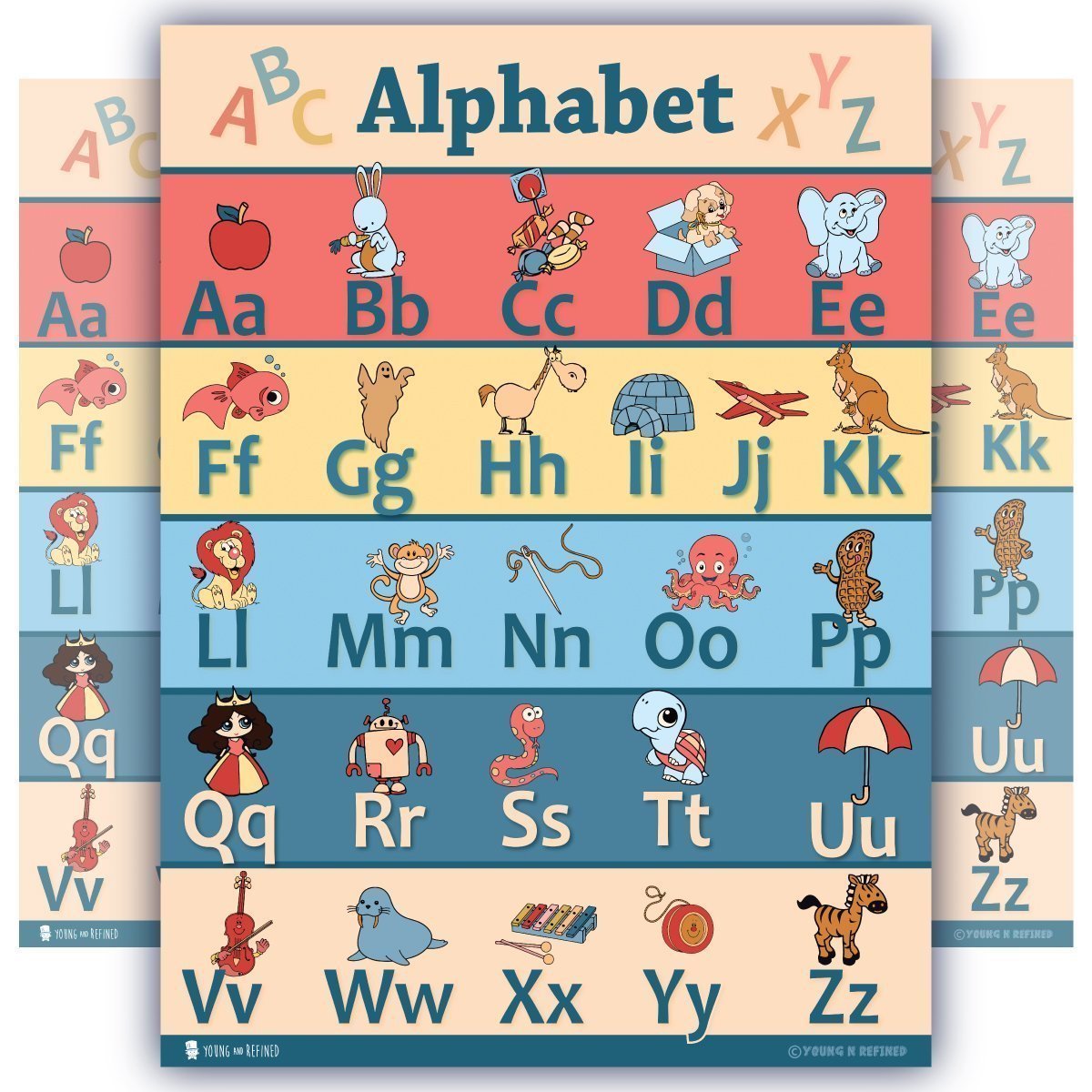 Learning Colorful Abc Chart Poster Preschool Classroom Young N Refined