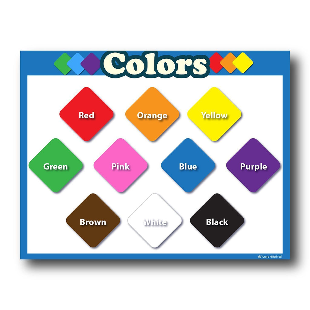 Children Learning Colors Chart Laminated Classroom Poster – Young N
