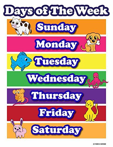 Learning Days of the week elementary school teachers aid. Laminated po ...