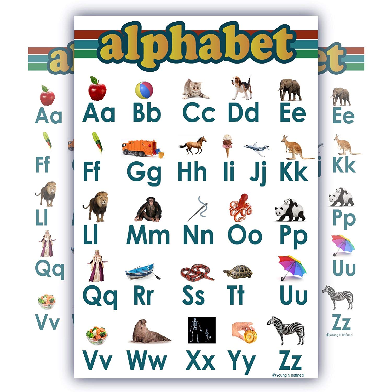 learning alphabet abc chart white laminated classroom