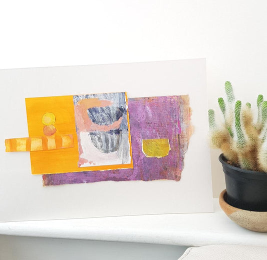 Dots and Stripes with Orange - Mixed-media Paper Collage – Julia