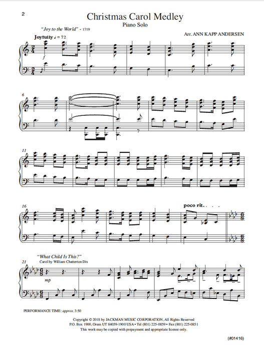 Christmas Carol Medley - Piano Solo — Jackman Music