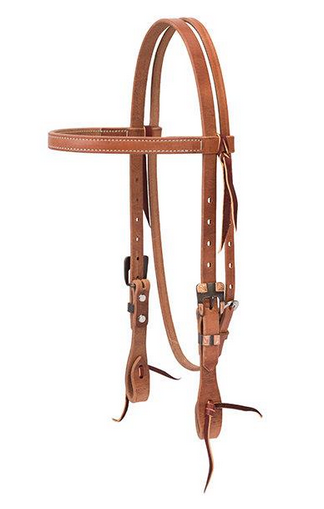 ProTack 3/4" Straight Browband Headstall with Buffed  Brown Hardware
