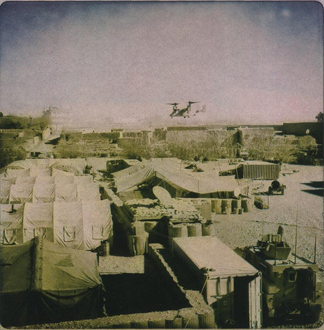 Helicopter above Musa Qala base, 2011