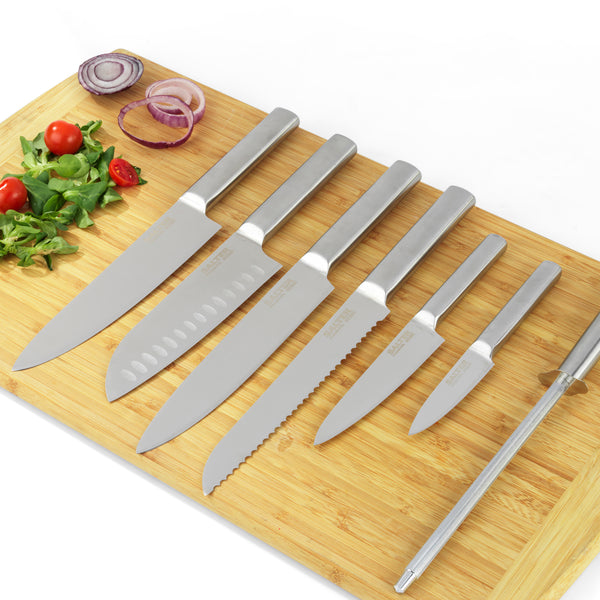 Salter 7 Piece Stainless Steel Kitchen Knife Set with Bamboo Block 3