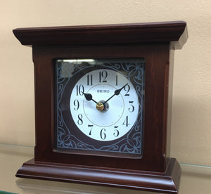 Small Brown Wooden Seiko Desk Clock Wilcox Jewelers