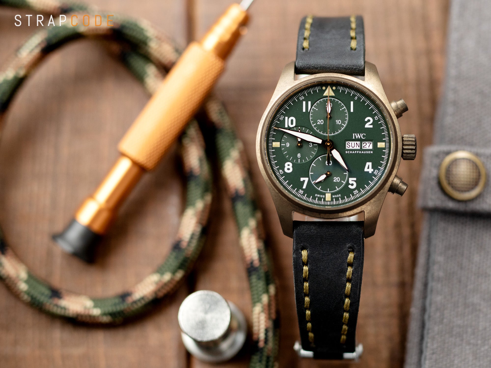 IWC Pilot Spitfire Chronograph Bronze leather watch band by Strapcode