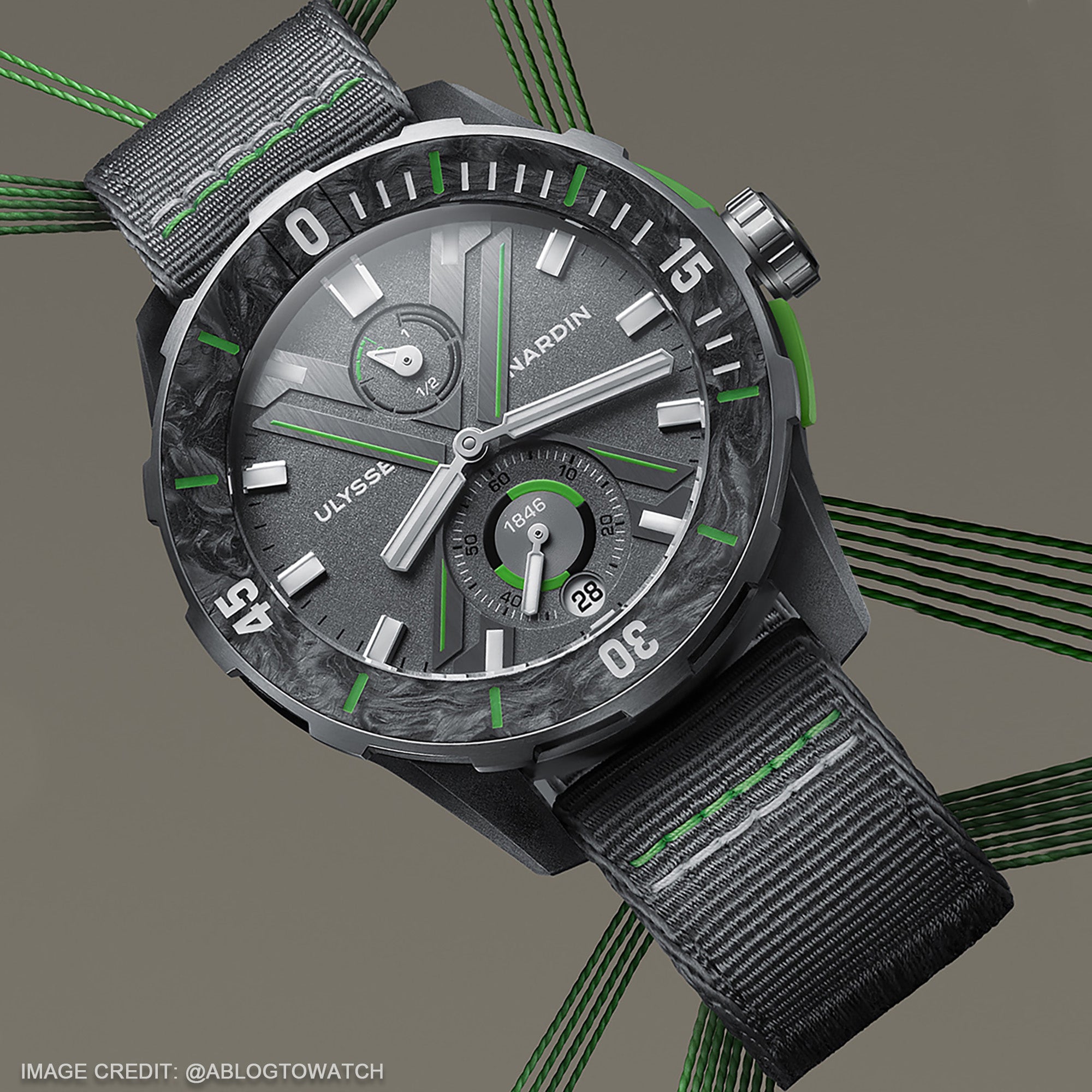 Ulysse Nardin Ocean Race Diver, the first diver watch constructed by using upcycled fishing nets