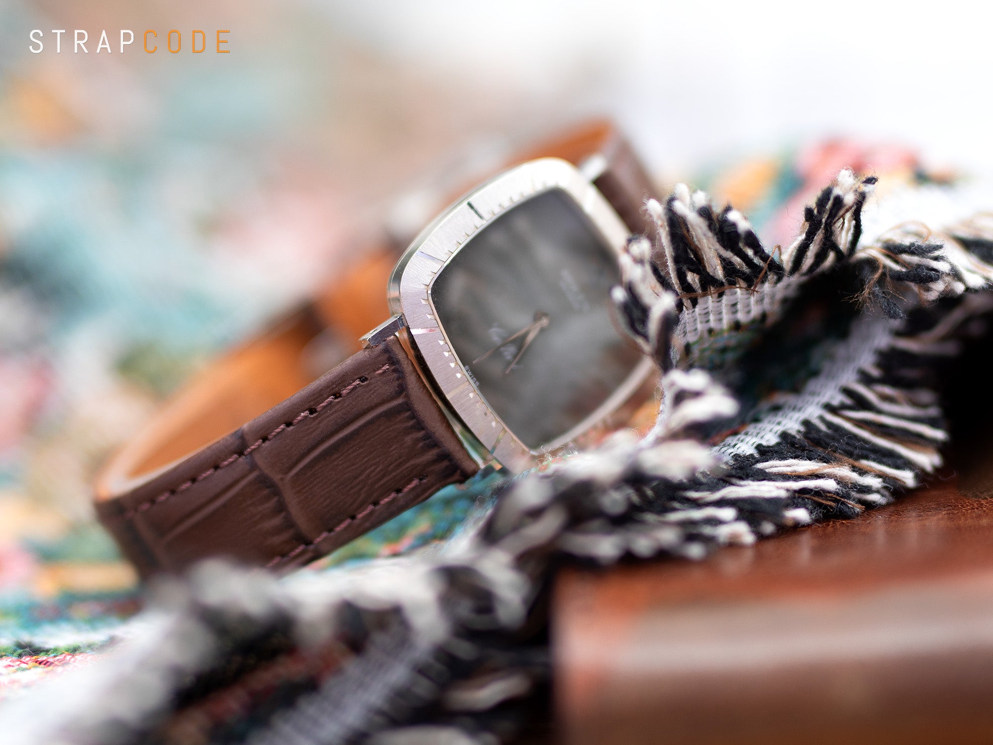 Brown 17mm Crocodile Grain watch band by Strapcode