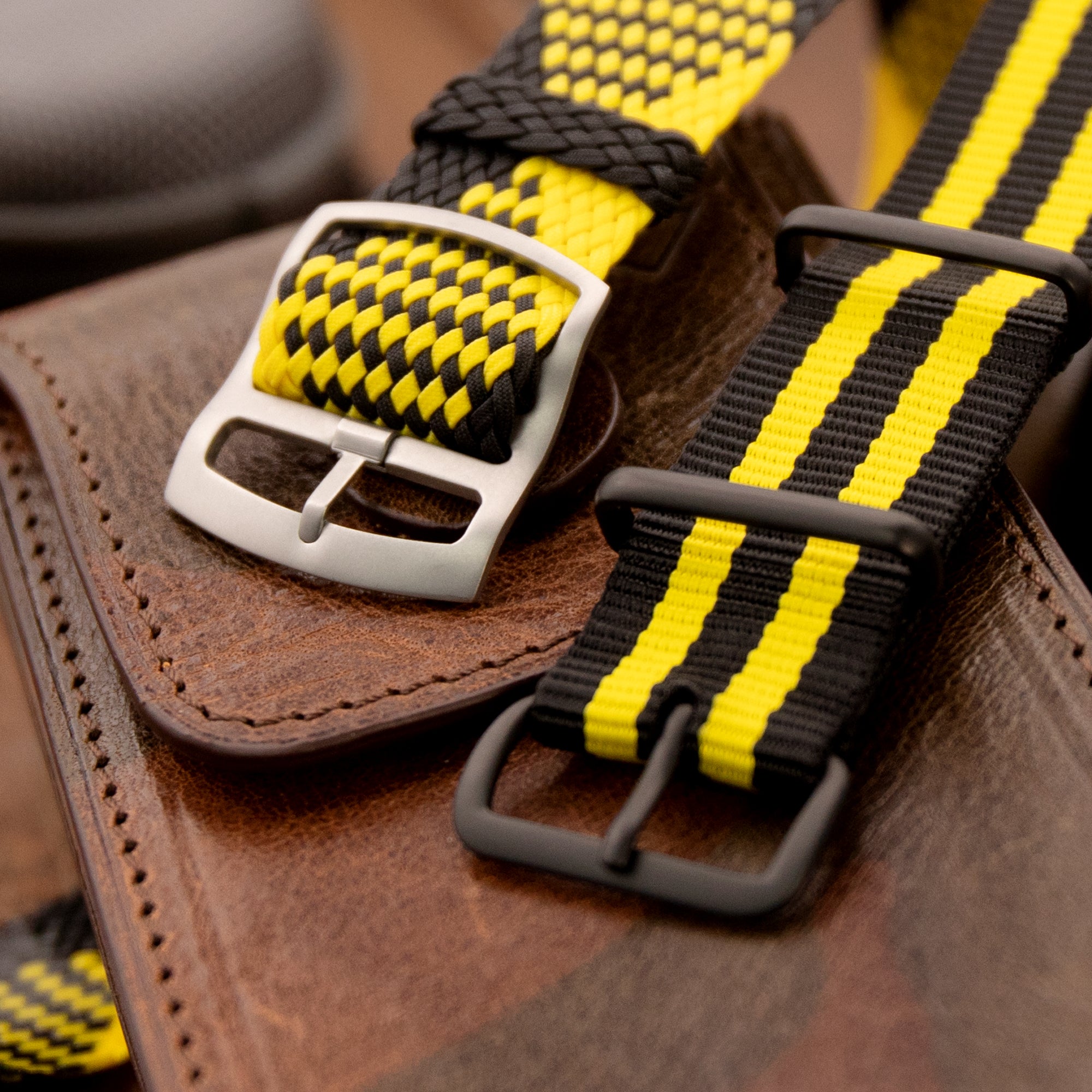 Black and Yellow colors watch bands work together to create an eye-catching by Strapcode