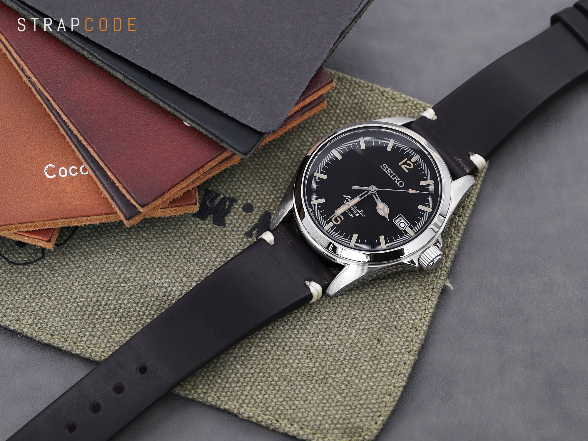 HORWEEN leather watch straps paired with Seiko Prospex TicTAC SZSB006 by Strapcode watch bands