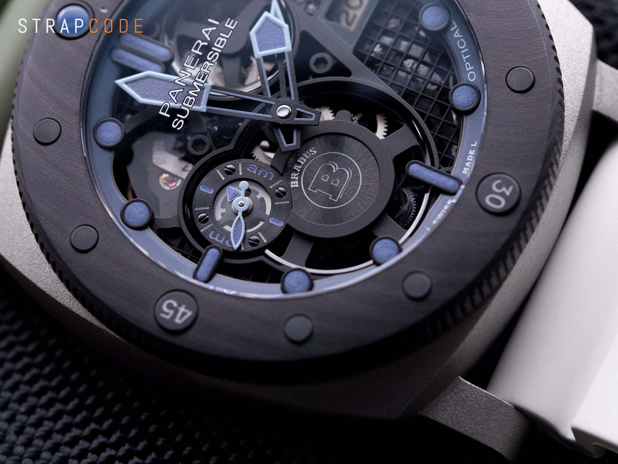 Panerai Submersible S Brabus Blue Shadow Edition PAM01241 using carbotech