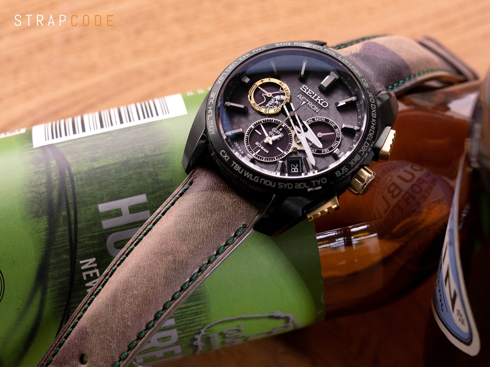 21mm Forest Camo Pattern Italian Leather Watch Strap by Strapcode