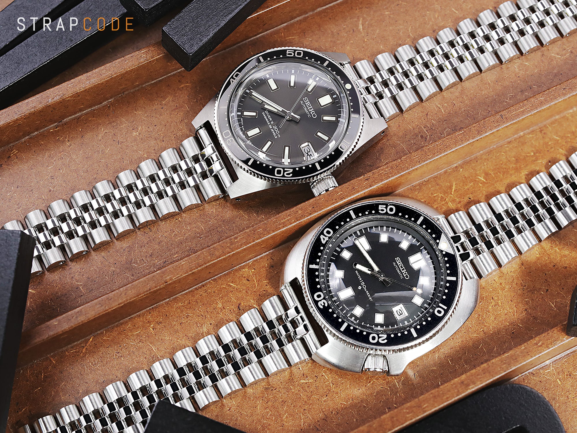 The Super-JUB II Quick Release Watch Band by Strapcode on Seiko Vintage 6105-8110 and SLA017 watches.