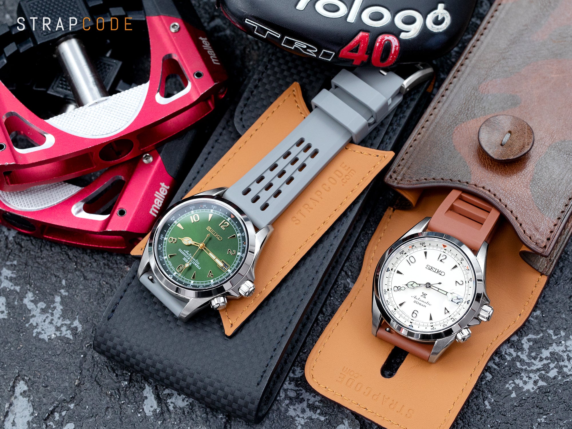 Seiko Alpinist SARB017 with a Grey Ocellus FKM Rubber Strap by Strapcode watch bands