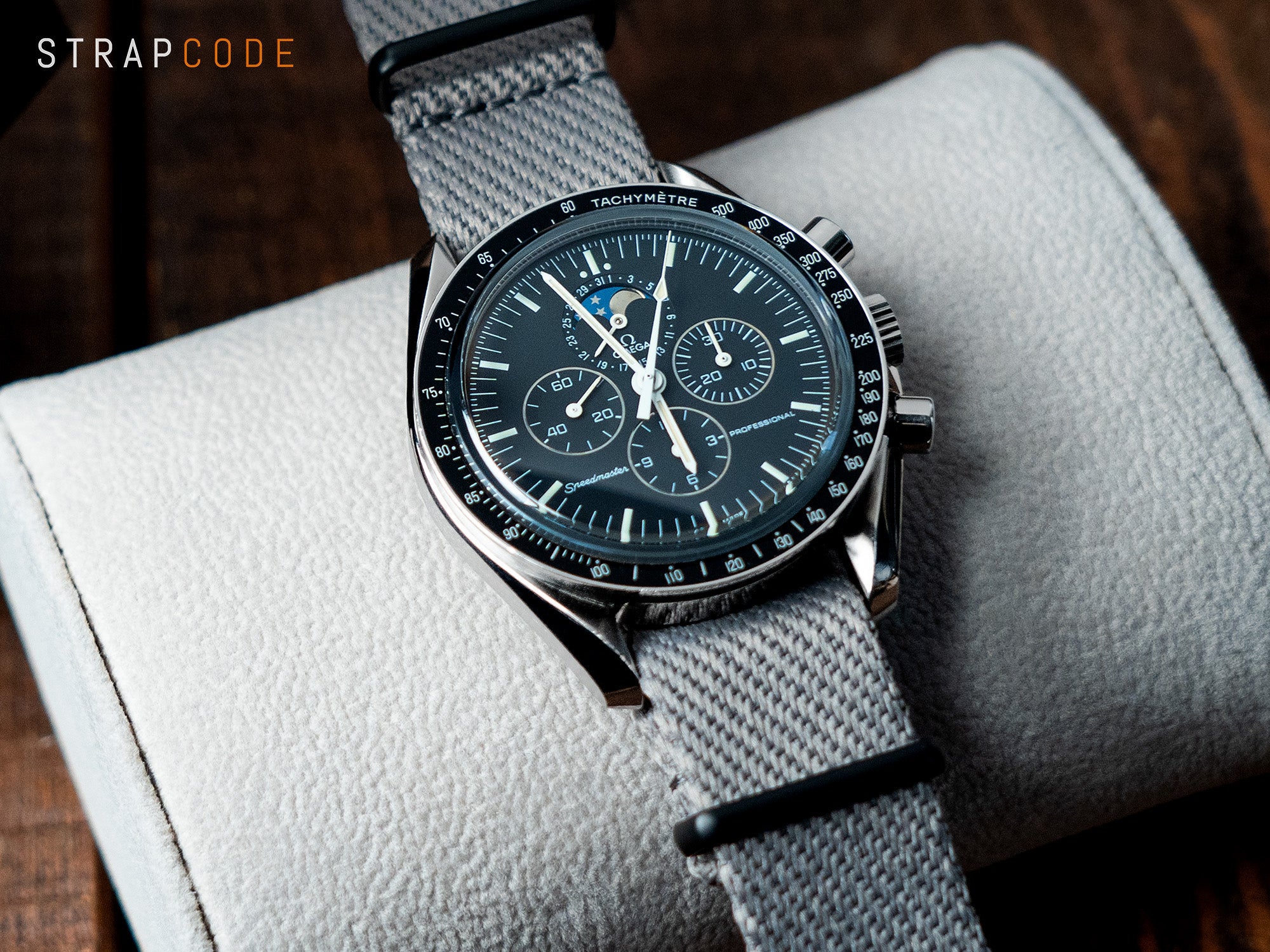 Ash Grey  NATO Omega Speedmaster watch band by Strapcode