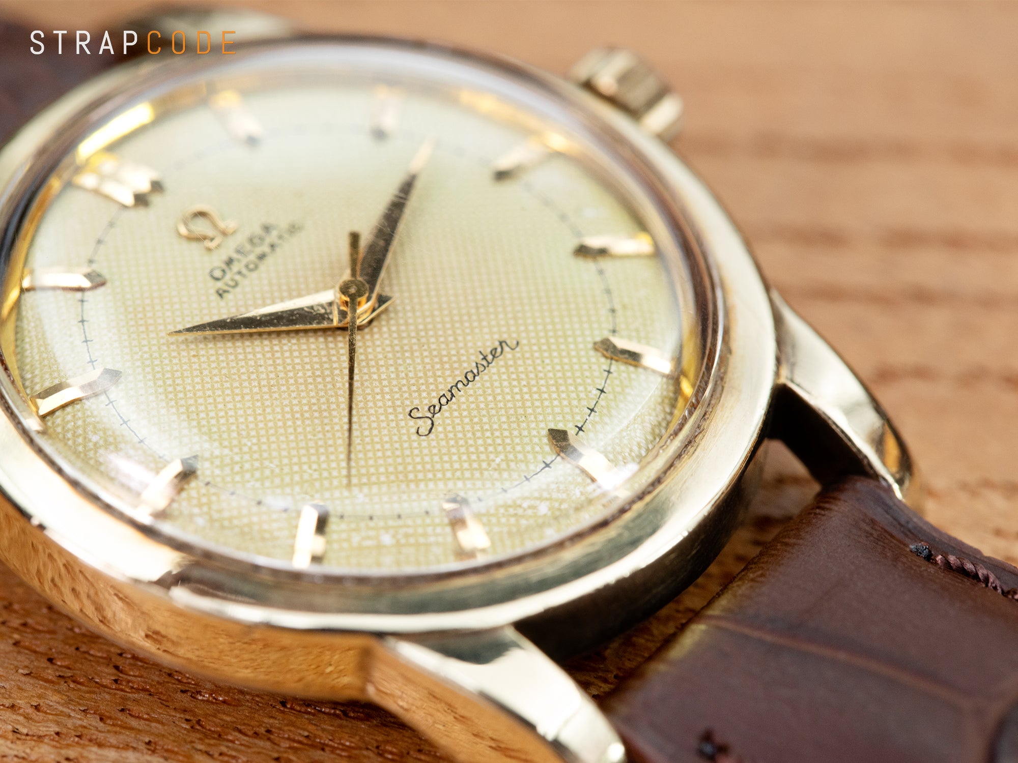 The rare Honeycomb Dial of the 1952 Omega Gold Capped Seamaster with Bumper Caliber 354