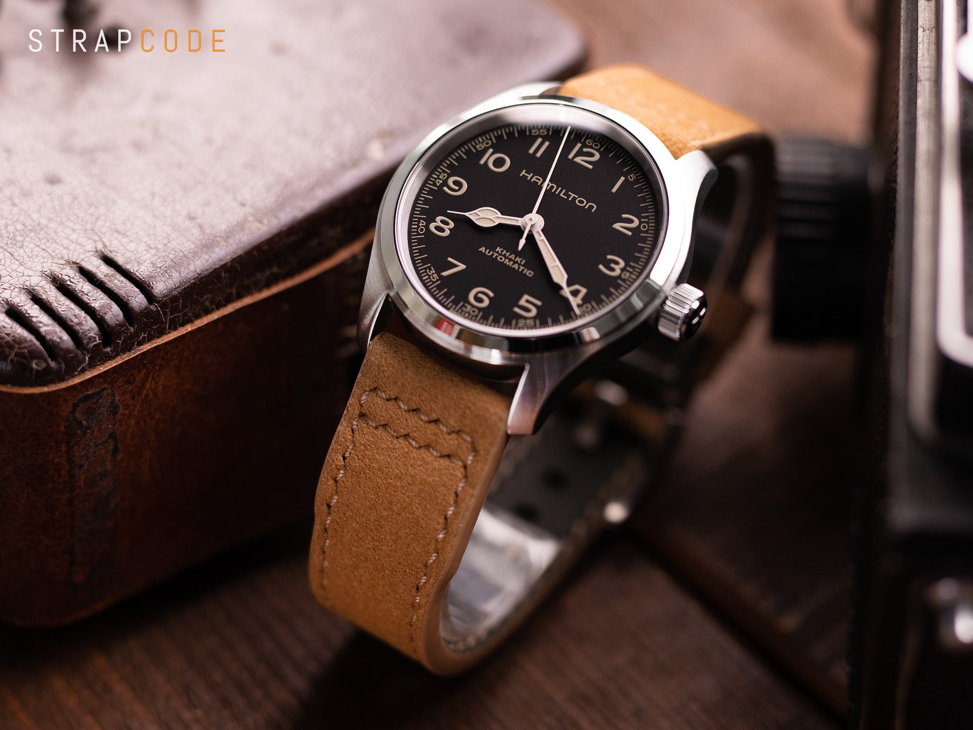 Hamilton Khaki Field Murph  Khaki Alcantara Watch Band by strapcode