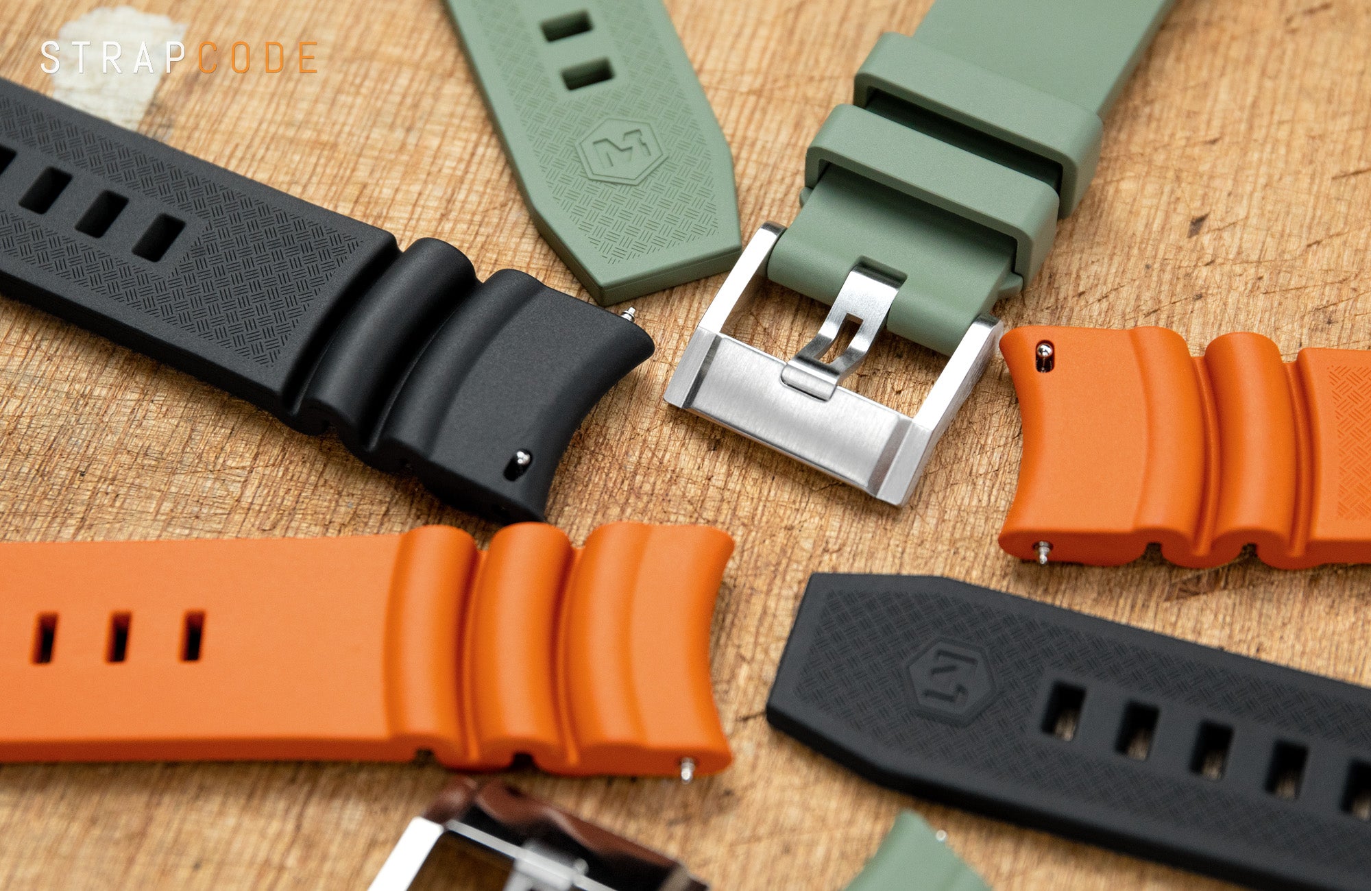 Firewave Semi-curved FKM Quick-release watch bands by Strapcode