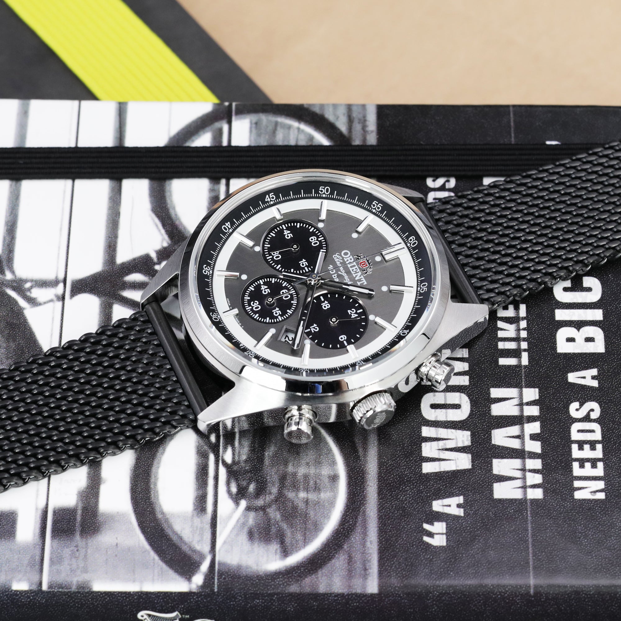 All straight Matte Black Mesh watch band by Strapcode