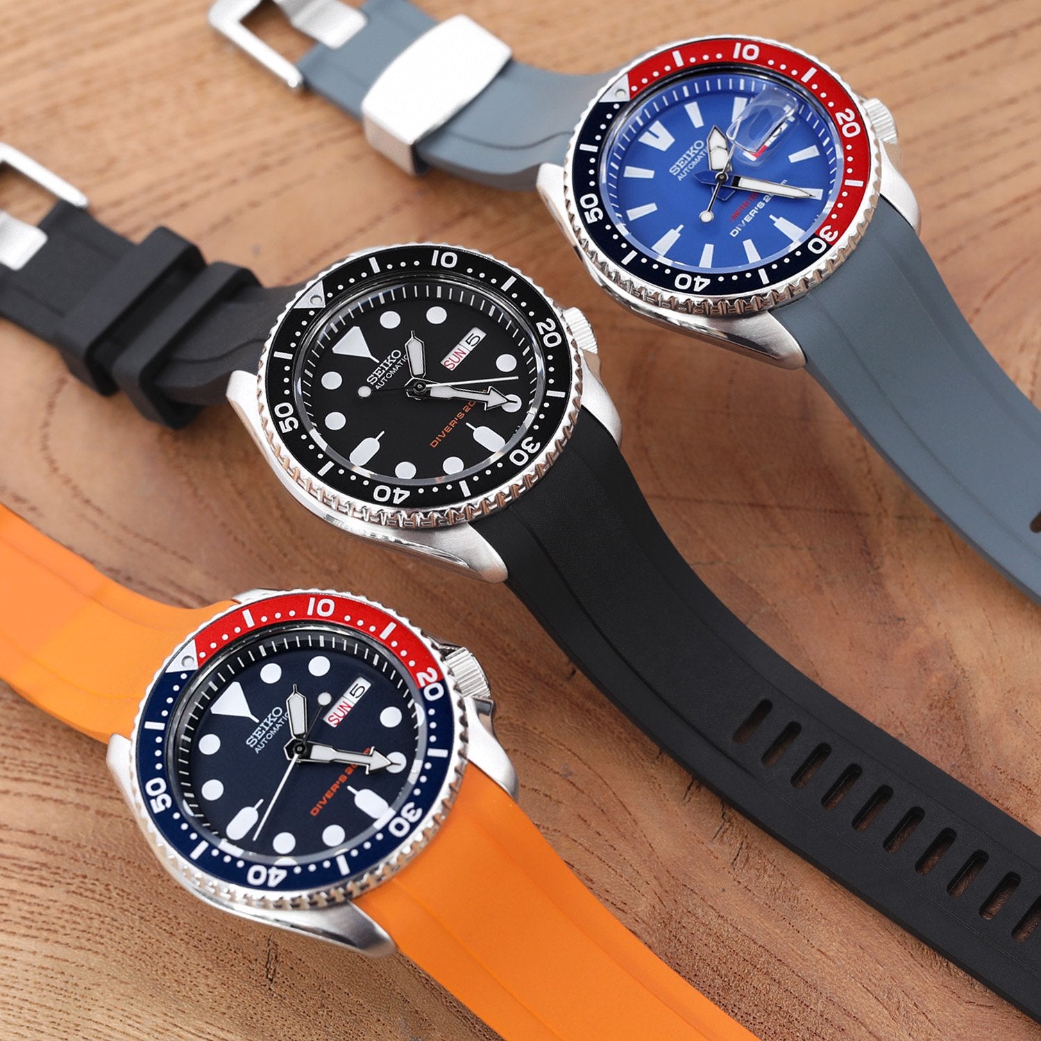 Seiko SKX curved end rubber strap by Crafter Blue | Strapcode watch bands