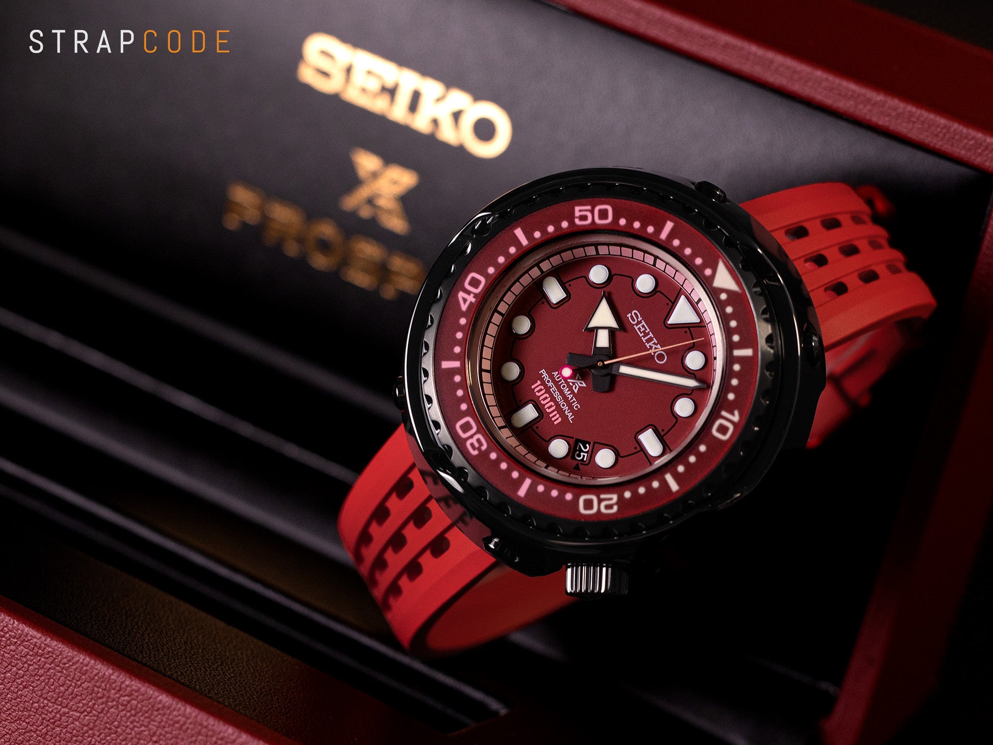 40th anniversary of Mobile Suit Gundam Seiko Prospex  SBDX029 Char Aznable's red Zaku II Strapcode rubber watch bands