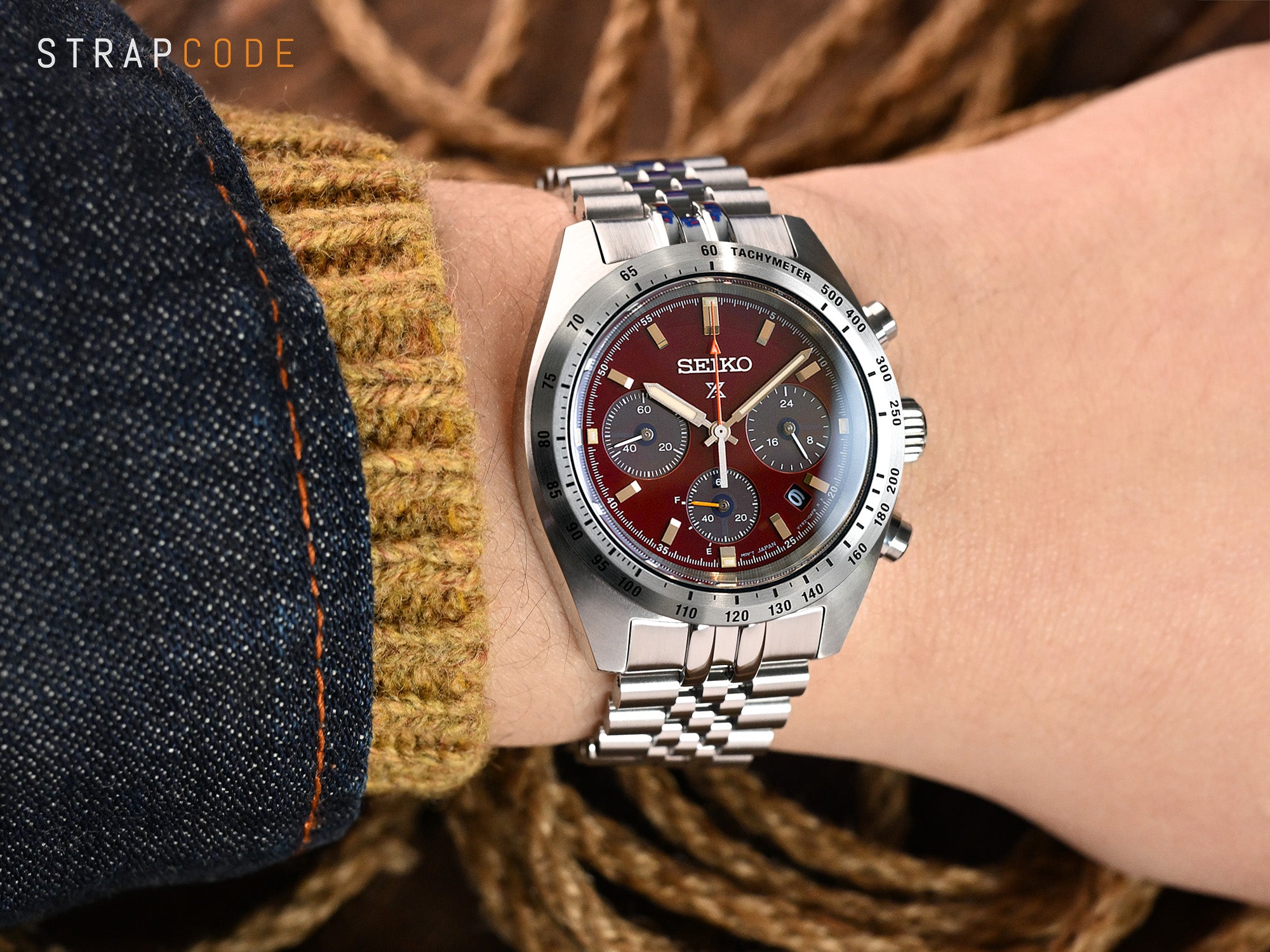 Super-JUB II stainless steel watch band pairs Seiko Prospex Speedtimer Solar Chronograph SSC953 European Limited Edition