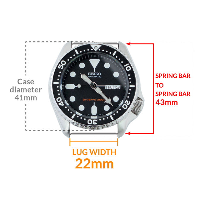 Seiko SKX007 watch case size and dimensions