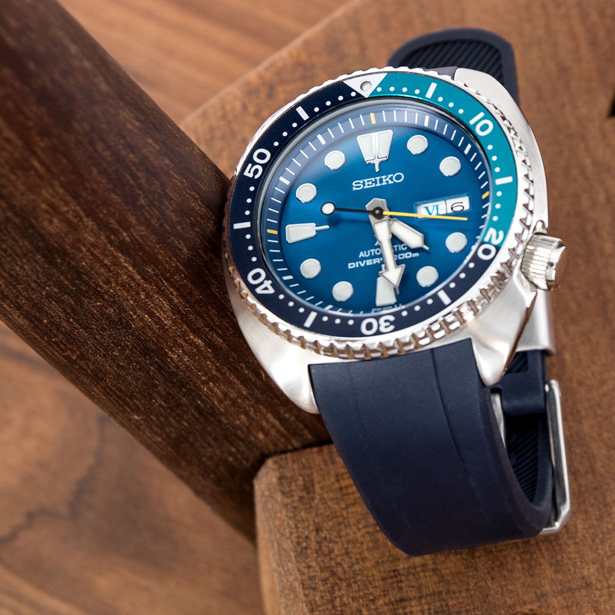 Seiko Turtle Crafter Blue Navy Curved End Rubber Straps | Strapcode