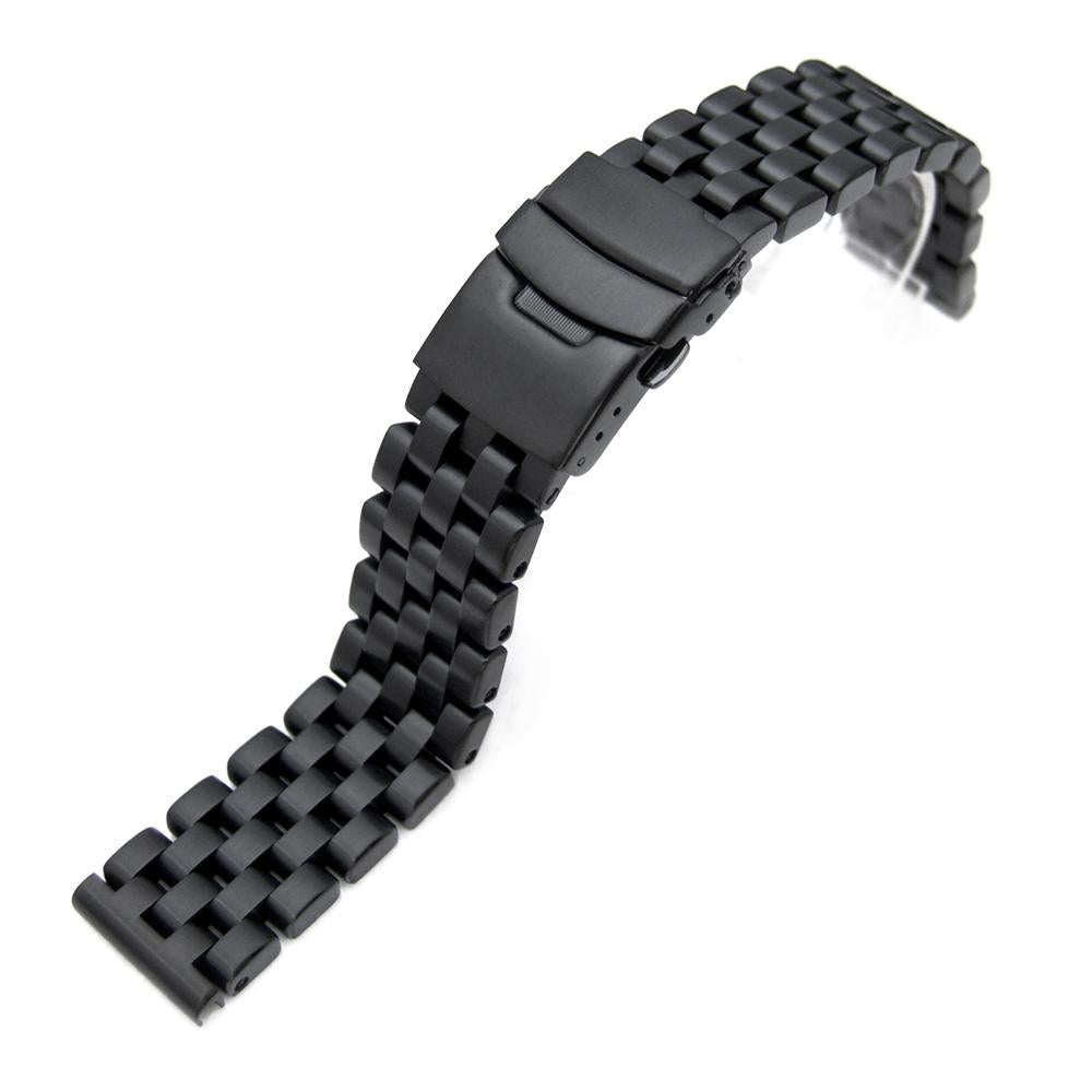 22mm black stainless steel watch band