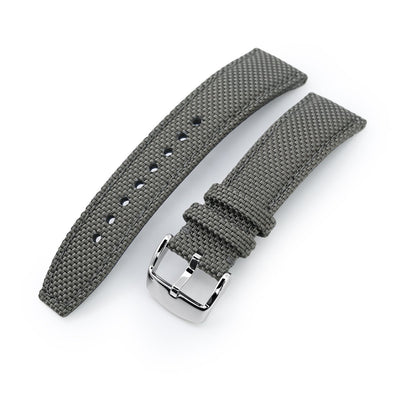 20mm or 22mm Black Woven Texture Watch Strap, Black Stitching, Brushed -  Strapcode