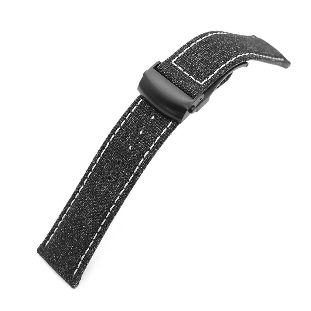 20mm or 22mm Black Canvas Watch Band PVD Black Roller Deployant Buckle–  Strapcode