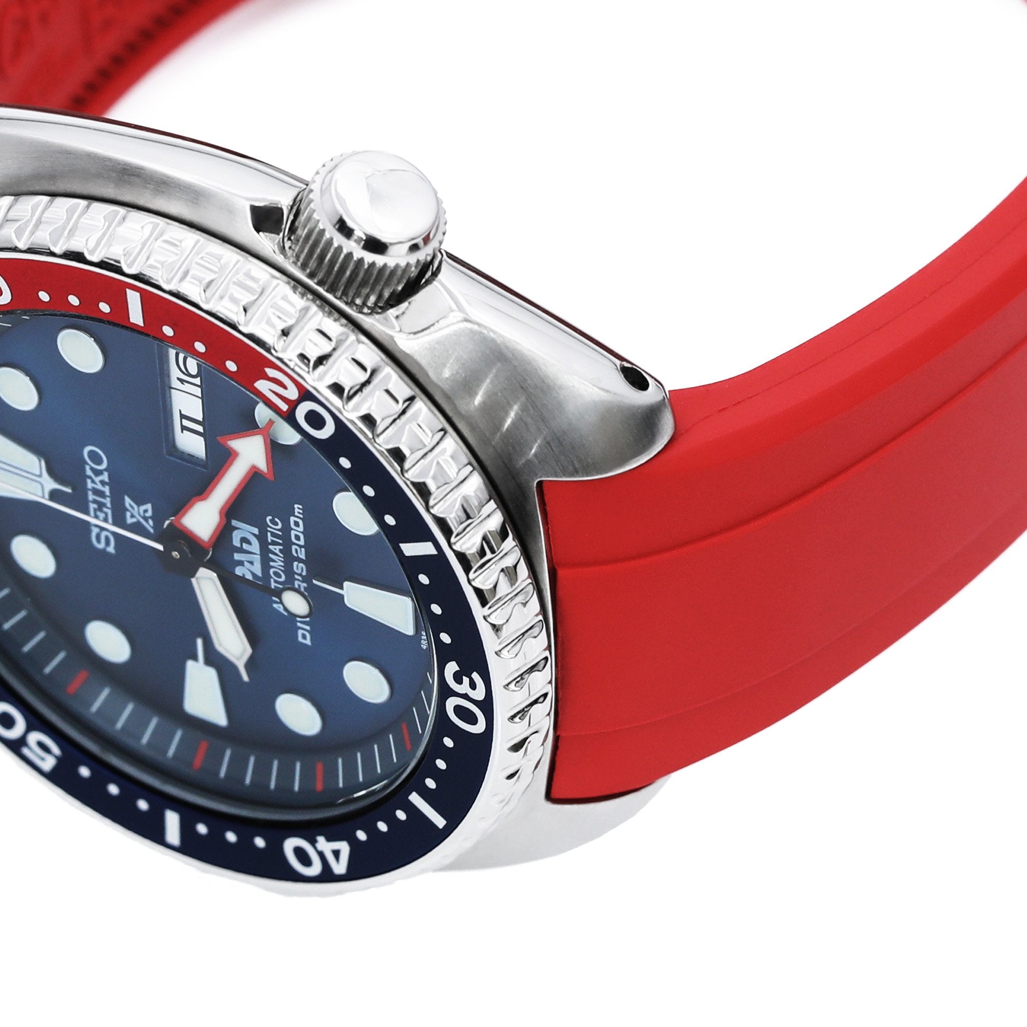 Crafter Blue Red Curved Rubber Straps | Strapcode