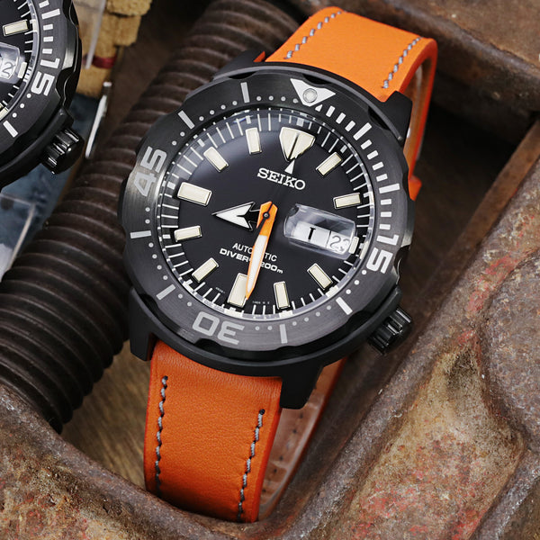 Quick Release Orange Tapered Leather Watch Bands + Zermatt | Strapcode