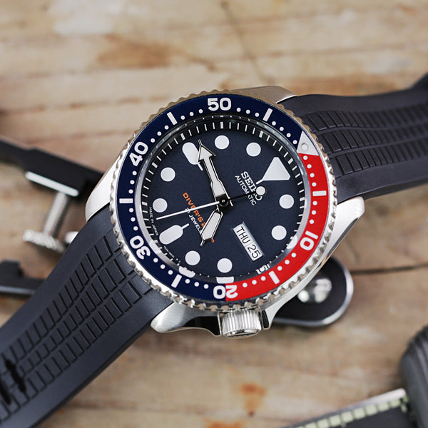 CB11 Blue Crafter Blue Rubber Watch Band | Seiko SKX007 | Strapcode