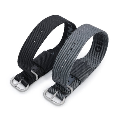 20mm, 21mm or 22mm Strong Texture Woven Nylon Black Watch Strap