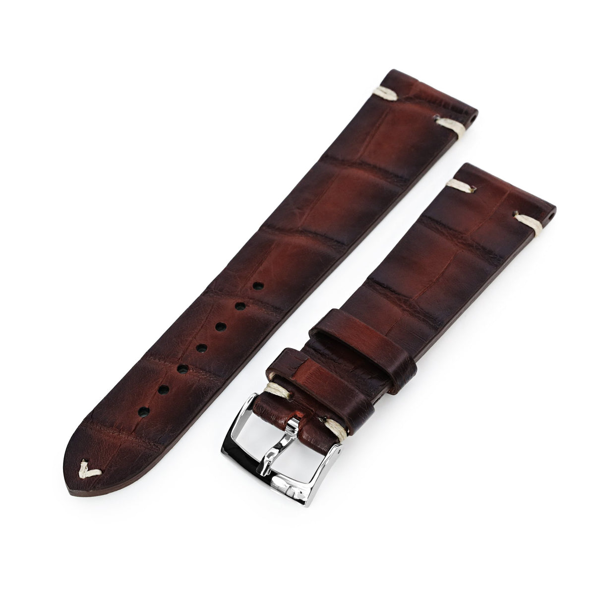 Dark Brown Italian Handmade Alligator Vintage Watch Band | Strapcode