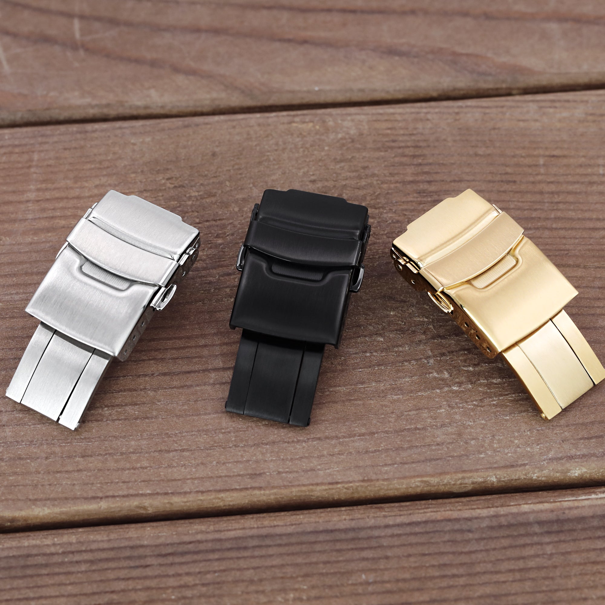 18mm Double Lock Diver Buckle Gold Watch Diver Clasp | Strapcode