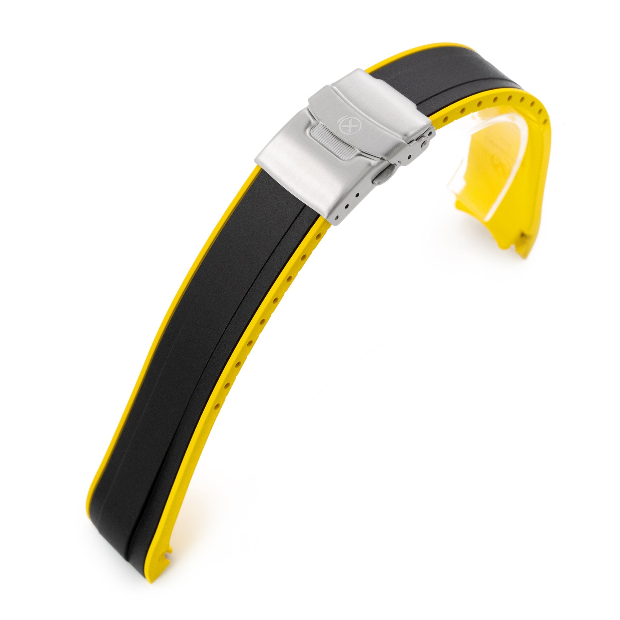 StrapXPro Rubber Watch Strap - Seiko SKX007 Black/Yellow | Strapcode